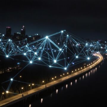 Brücke mit Beleuchtung in der Nacht